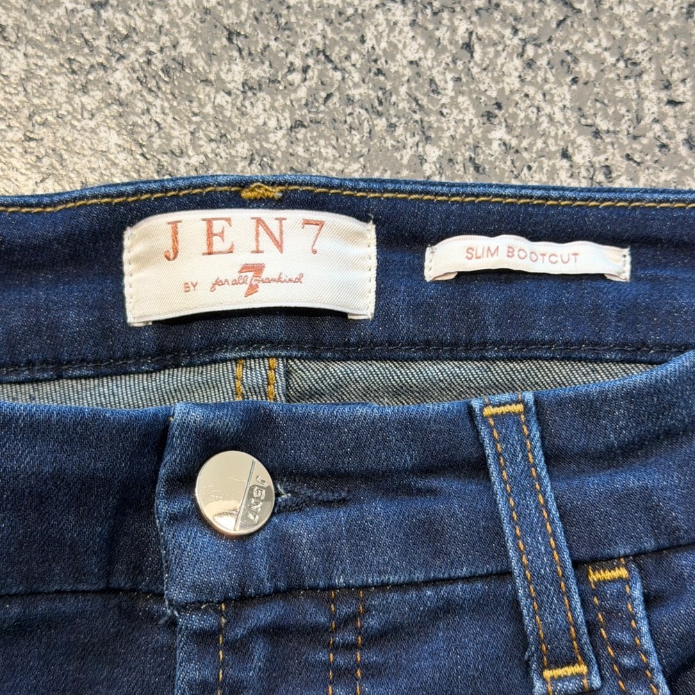 7 For All Mankind Jen 7 Slim Bootcut Jeans Womens 8 29x34 Stretch Mid Wash - Picture 4 of 7